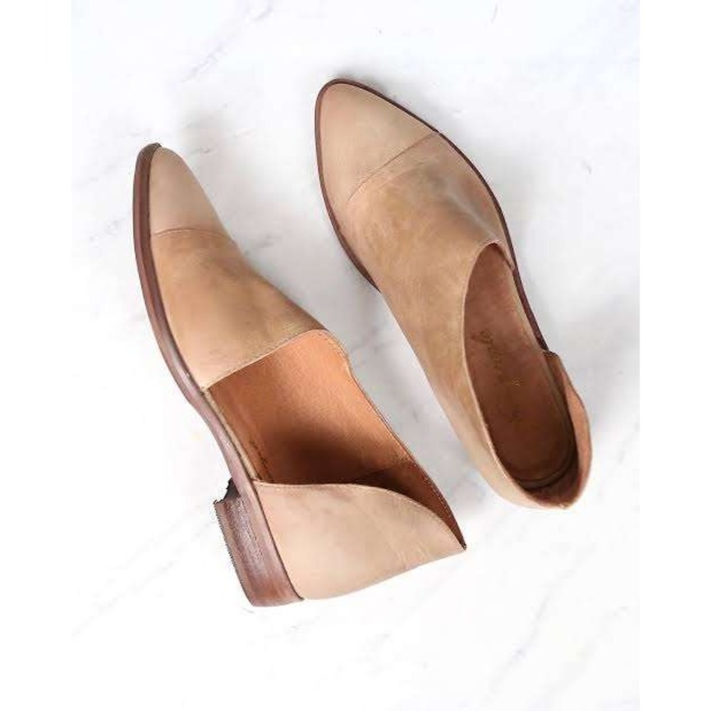 Free People Royale Flat Women 37 Tan Leather D'Orsay Pointed Toe Loafer